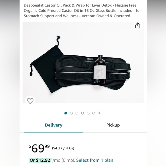 Castor Oil Pack & Wrap - Hexane Free Organic Cold Pressed Castor Oil in 16oz - Picture 1 of 10